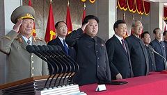 Kim ong-un na vojenské pehlídce.
