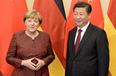 Nmecká kancléka Angela Merkelová a ínský prezident Si in-pching v Pekingu.