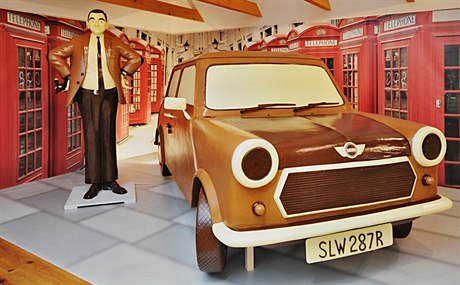 Čokoládovou postavu Mr. Beana a jeho vůz mohou vidět lidé v Táboře na výstavě