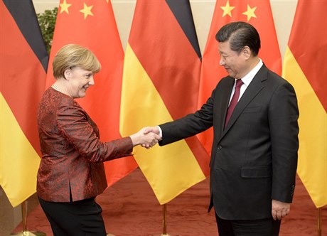 Angela Merkelová a Si Ťin-pching.