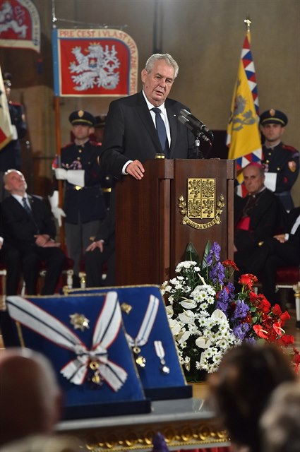 Prezident Milo Zeman (na snímku) pi píleitosti výroí vzniku samostatného...