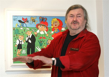 František Ringo Čech představuje jedno ze svých děl. Snímek pochází z roku 2007.