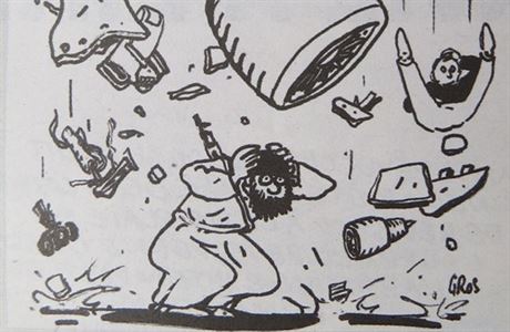 Nová karikatura Charlie Hebdo si dlá legraci z pádu ruského letadla na...