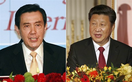 Kombinovaný snímek tchaj-wanského prezidenta Ma Jing-ioua (vlevo) a hlavy LR...
