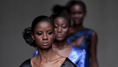 Modelky bhem Haiti Fashion Week 2015 v Port-au-Prince.