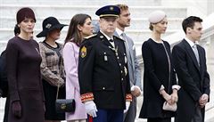 Princezna Charlene s manelem princem Albertem II a královskou rodinou na...