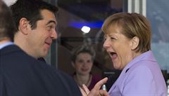 Nmecká kancléka Angela Merkelová v druné zábav se svým eckým protjkem...