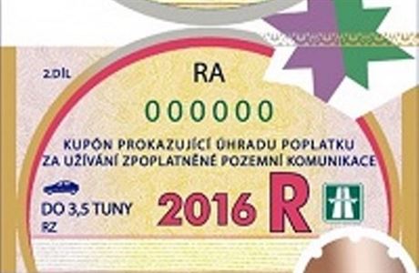 Dálniní známka pro rok 2016 - roní.
