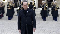 Prezident Francois Hollande bhem tryzny za obti paíských teroristických...