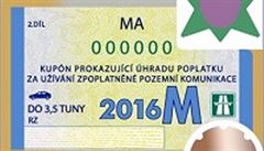 Dálniní známka pro rok 2016 - msíní.