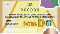 Dálniní známka pro rok 2016 - desetidenní.
