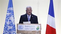 Palestinsk prezident Mahmoud Abbas na klimatick konferenci OSN v Pai.