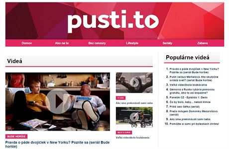 Homepage nového slovenského portálu Pustito.sk.