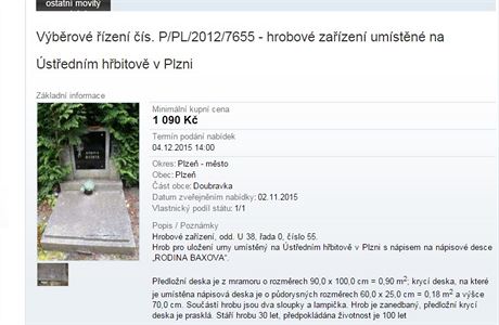 Nabdka umstn na webu ZSVM - hrob na stednm hbitov v Plzni.