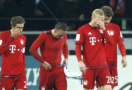 Zklamaní fotbalisté Bayernu Mnichov.