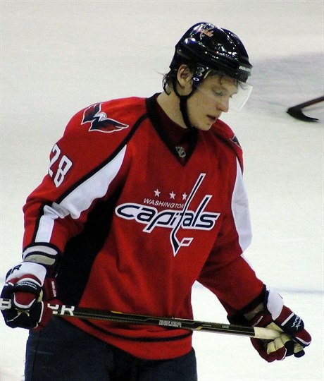 Alexandr Sjomin v dresu Washingtonu Capitals.