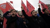 lenov proislmsk skupiny demonstruj v Istanbulu proti Rusku a za solidaritu...