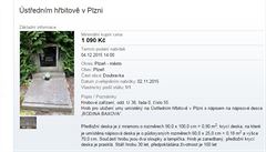 Nabídka umíst�ná na webu ÚZSVM - hrob na Úst�edním h�bitov� v Plzni.