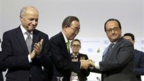 Francouzsk prezident Francois Hollande, pedseda OSN Pan Ki-mun a francouzsk...