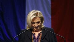 Marine Le Penová bhem projevu o volbách ve Francii