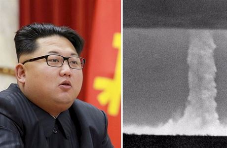 Kim ong-un a exploze vodíkové bomby (ilustraní snímek).