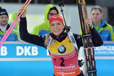 Gabriela Soukalová po zisku dalího druhého místa na SP v Ruhpoldingu.