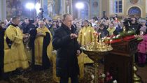 Prezident Putin bhem oslavy pravoslavnch Vnoc v obci Turginovo v Tversk...