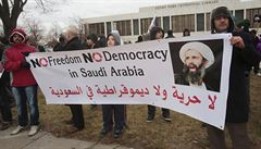 ádná svoboda, ádná demokracie v Saúdské Arábii. Demonstrace proti...