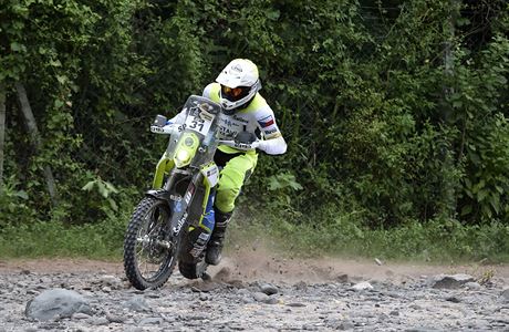 esk motocyklista Ondej Klymiw na Rallye Dakar.