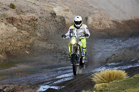 eský motocyklista Ondej Klymiw na Rallye Dakar.