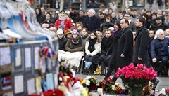 Francouzský prezident Hollande při vzpomínkové akci  útoku na Charlie Hebdo.