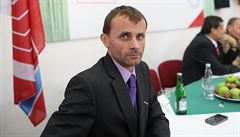 Stanislav Mackovík ve volebním tábu KSM (2013).