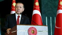 Projev prezidenta Erdogana v Ankaře.