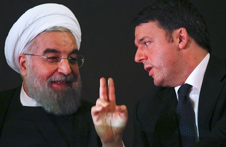 Hasan Rúhání (vlevo) a Matteo Renzi.