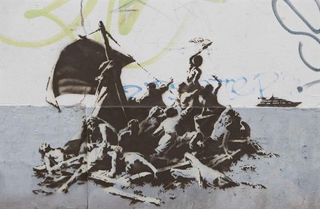 Banksy ji nkolikrt za posledn dobu upozoroval na situaci v uprchlickm...