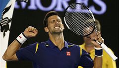 Novak Djokovi se raduje z postupu do estého finále na Australian Open