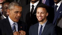 U.S. President Barack Obama makes a joking reference to Golden State Warriors'...