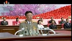 North Korea's army chief of staff Ri Yong Gil makes a speech in Pyongyang in...