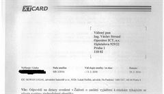 Dopis firmy XTCard praskému Operátorovi ICT.