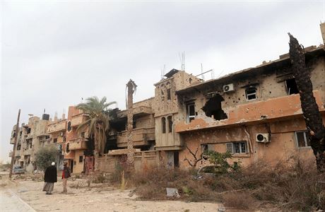 Ulice Benghází v Libyi.