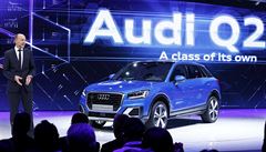 Audi Q2 bhem prezentace na autosalonu v enev