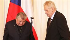 Dominik kardinál Duka a prezident Milo Zeman.
