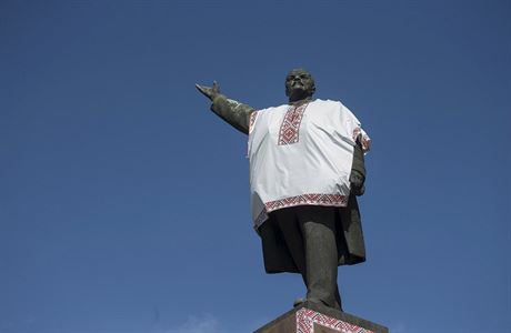 Leninova socha v Záporoí.