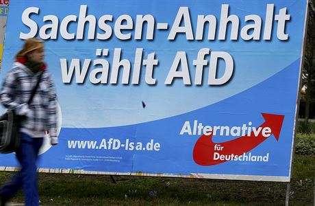 Pedvolební billboard strany AfD v Magdeburgu.