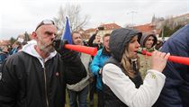 Demonstrace za podporu prezidenta Zemana a proti uprchlkm na praskm Klrov.