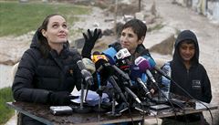 Angelina Jolie bhem tiskové konference v Libanonu.
