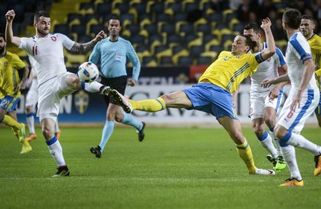 Daniel Pudil v souboji se Zlatanem Ibrahimovicem.