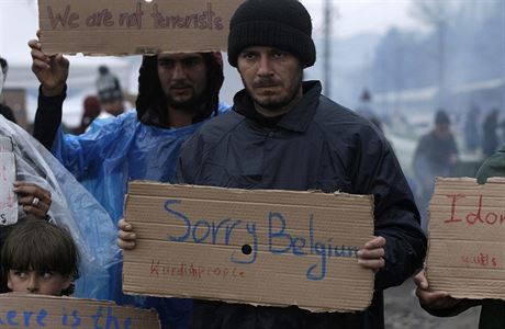 Nejsme terorist. Odpus, Belgie. Uprchlci v Idomeni vyjaduj solidaritu s...