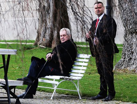 eský prezident Milo Zeman odpoívá v zahradách Praského hradu.