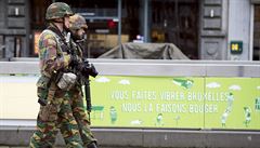 Belgití vojáci steí ulice v centru Bruselu.